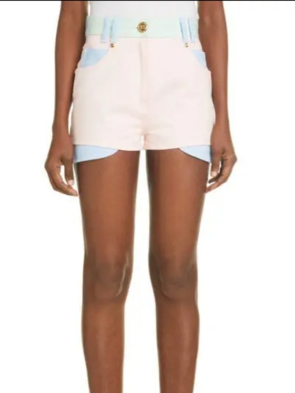 NWT Balmain Pastel Denim Colorblock Women’s Shorts